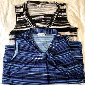 Calvin Klein Striped Sleeveless Blouse/Tank Lot, Size M